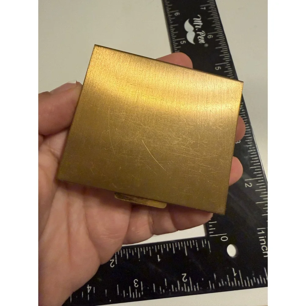 Vintage SJC 5th Avenue Gold Compact Aurora Borealis Rhinestone Faux Pearl Leaf